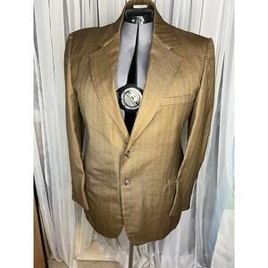 blazer 1980s pin striped tan orange yellow blue